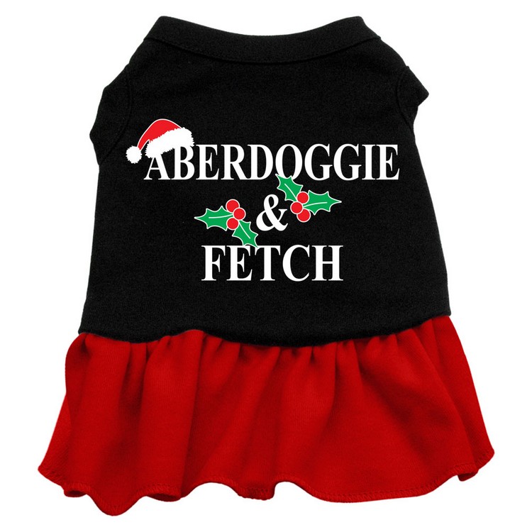 Aberdoggie Christmas Screen Print Dress Black with Red XL